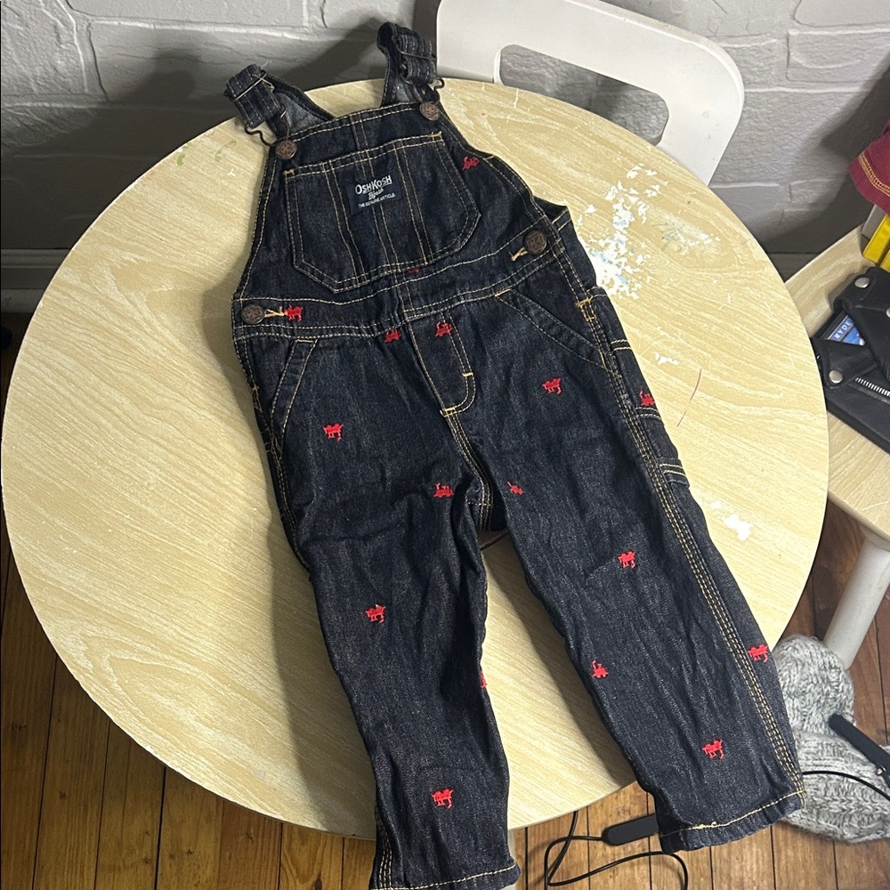 OshKosh B'gosh Jean Overalls with Red Trains